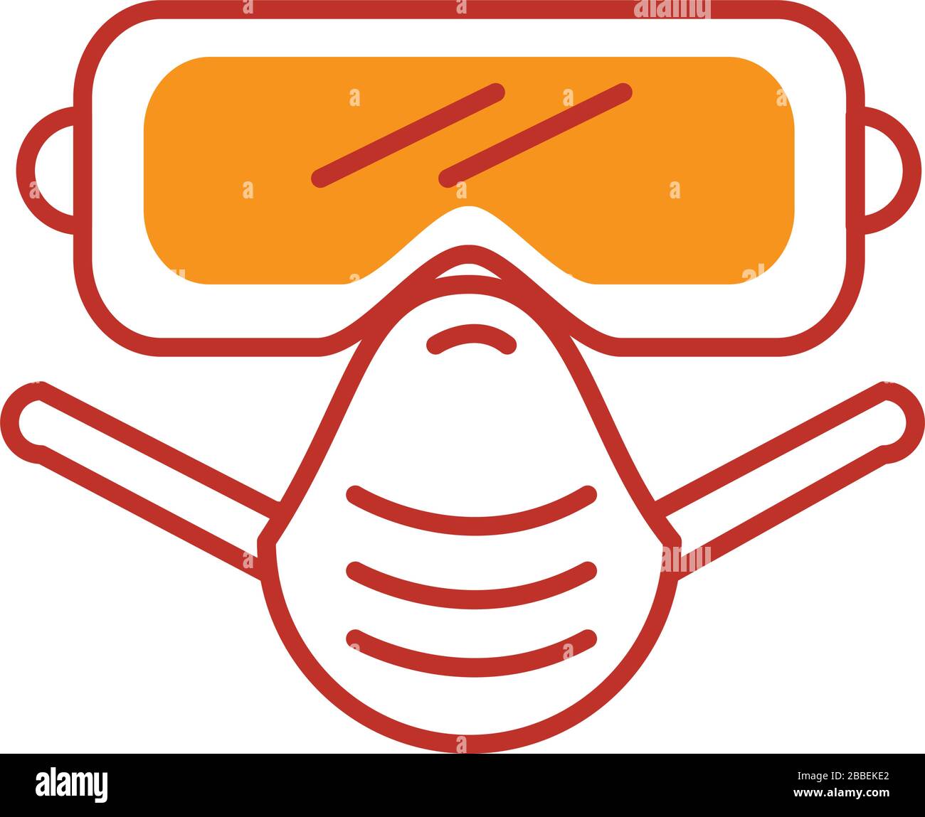 safety goggles and mouth mask icon over white background, half line ...