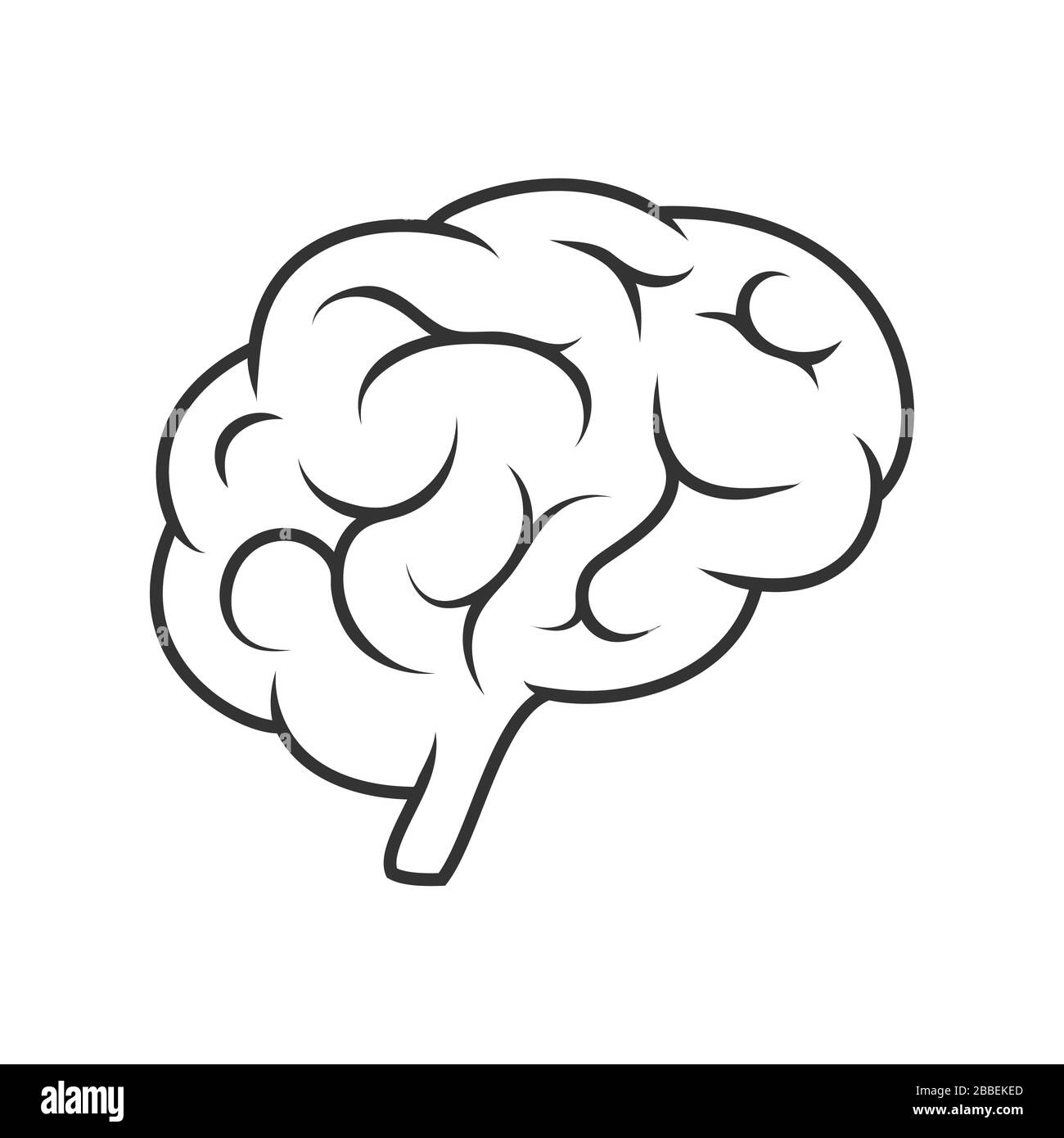 Vector icon, silhouette of the brain. An empty polygon isolated on a white background. Simple flat stock illustration. Stock Vector