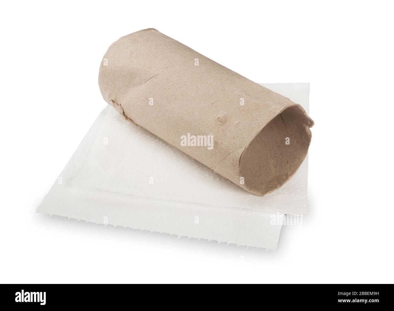 Studio shot of an empty toilet roll cut out against a white background Stock Photo