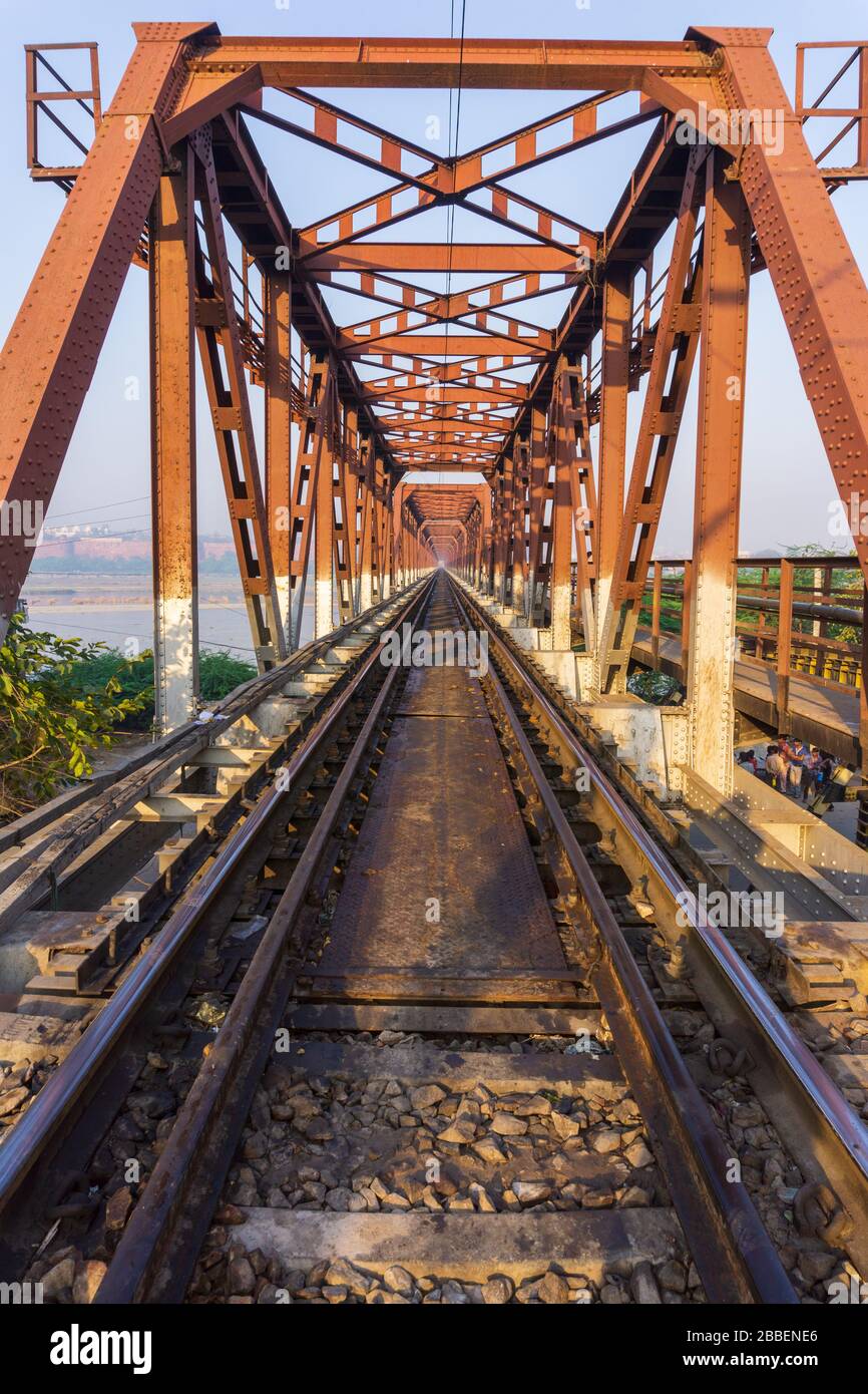 Train Bridge at Yamuna River in Agra India Stock Photo - Alamy