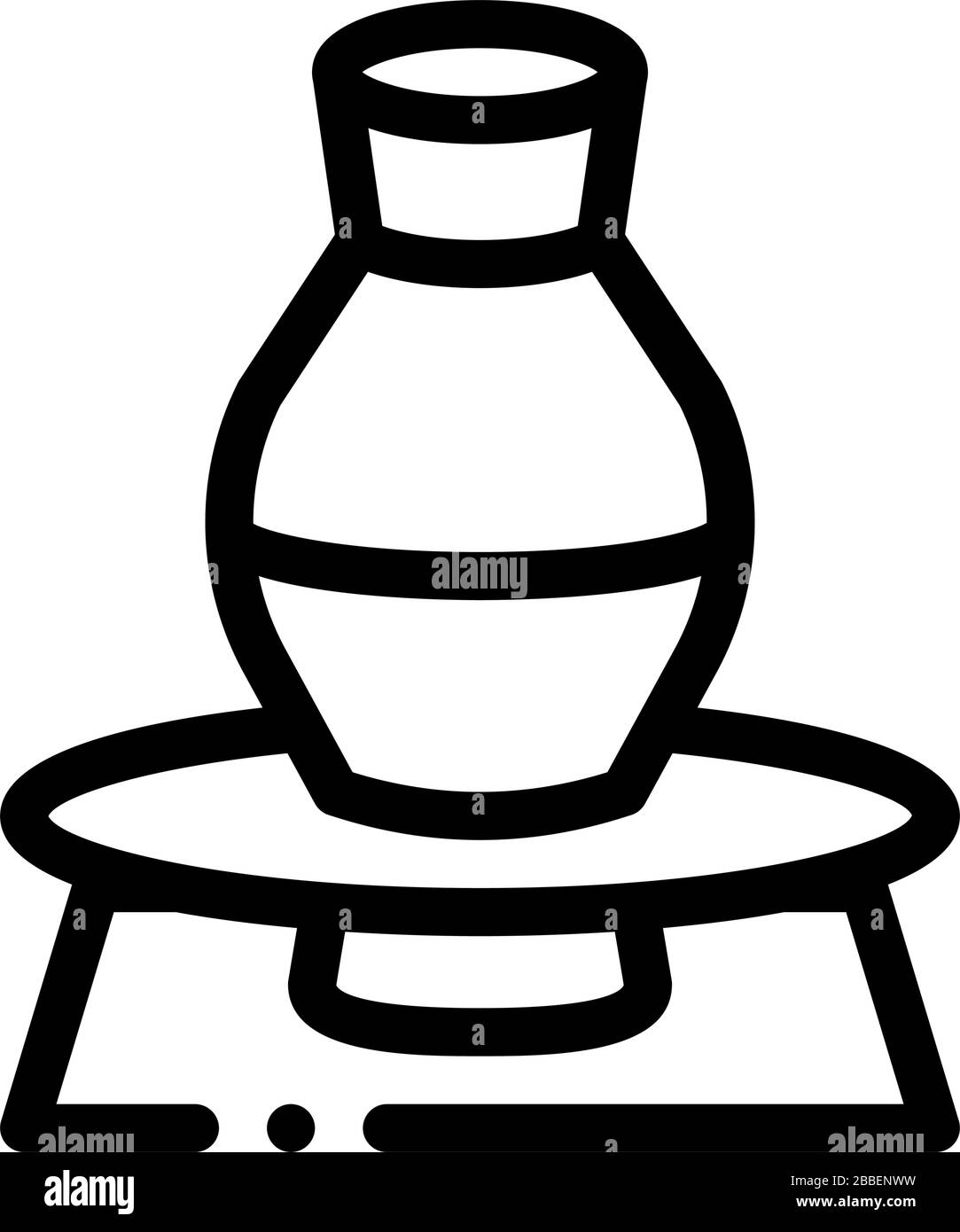 vase on pottery wheel icon vector outline illustration Stock Vector