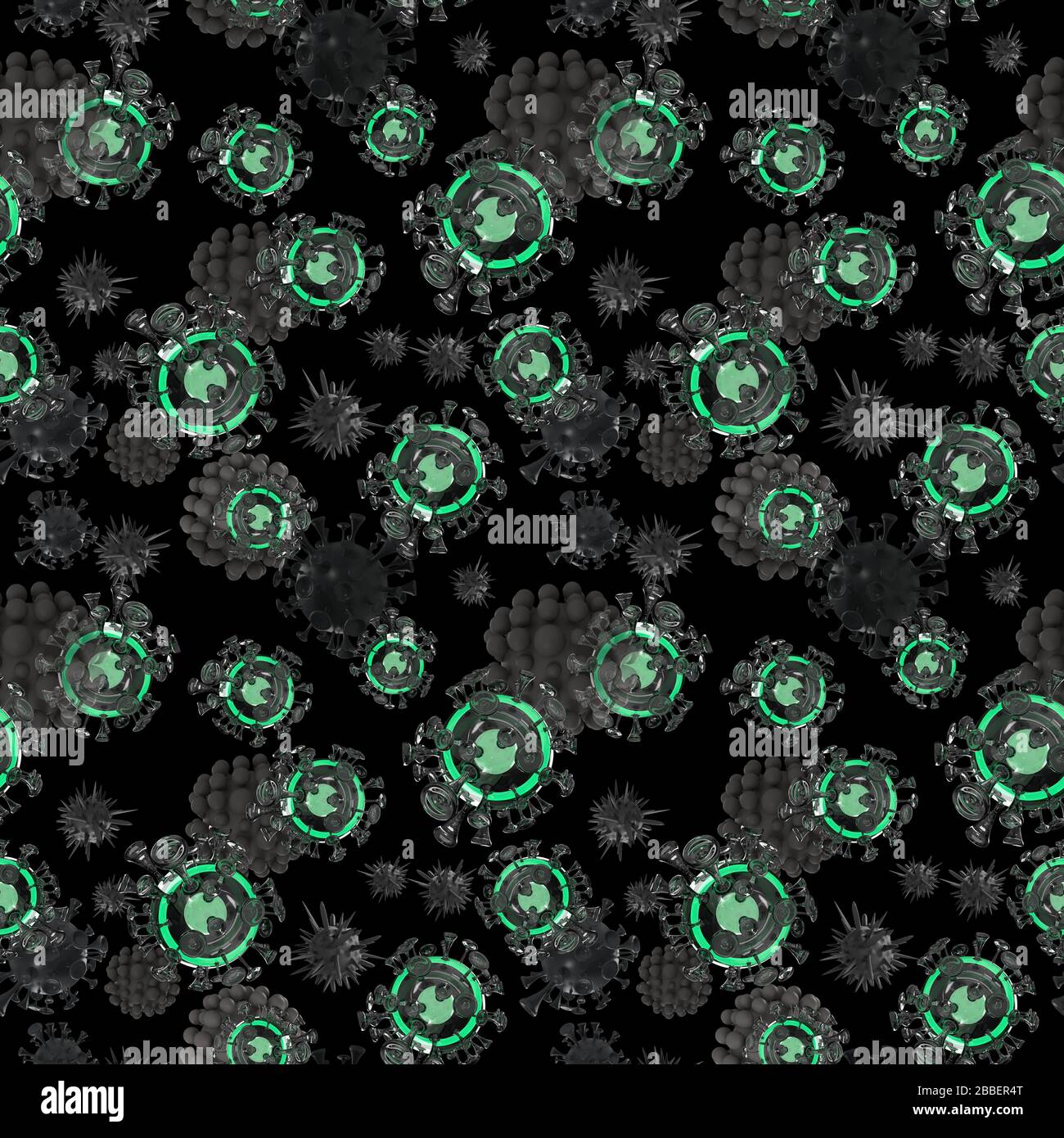 Coronavirus cells seamless pattern on black background Stock Photo - Alamy