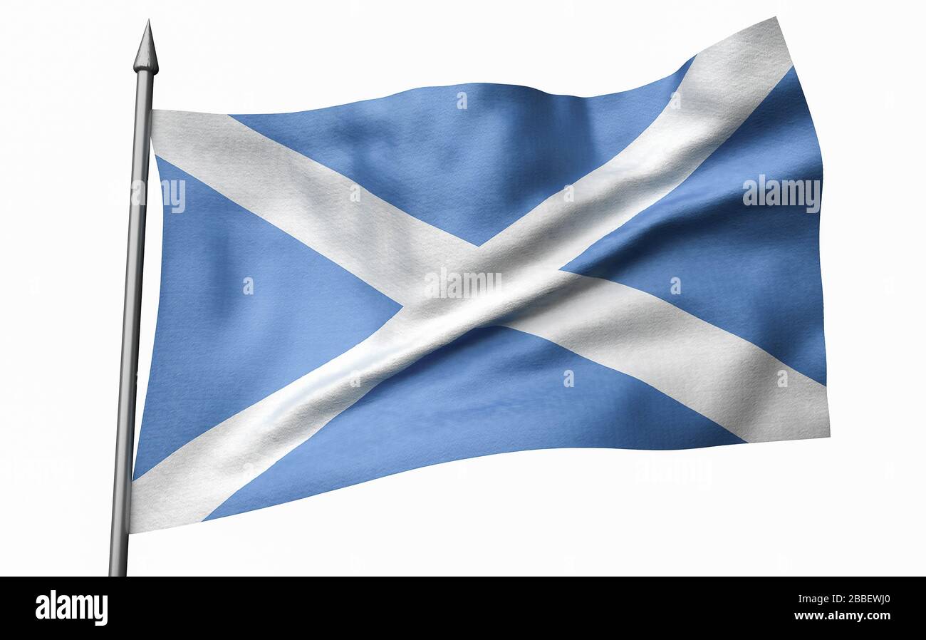 3D Render of Flagpole with Scotland Flag Stock Photo Alamy