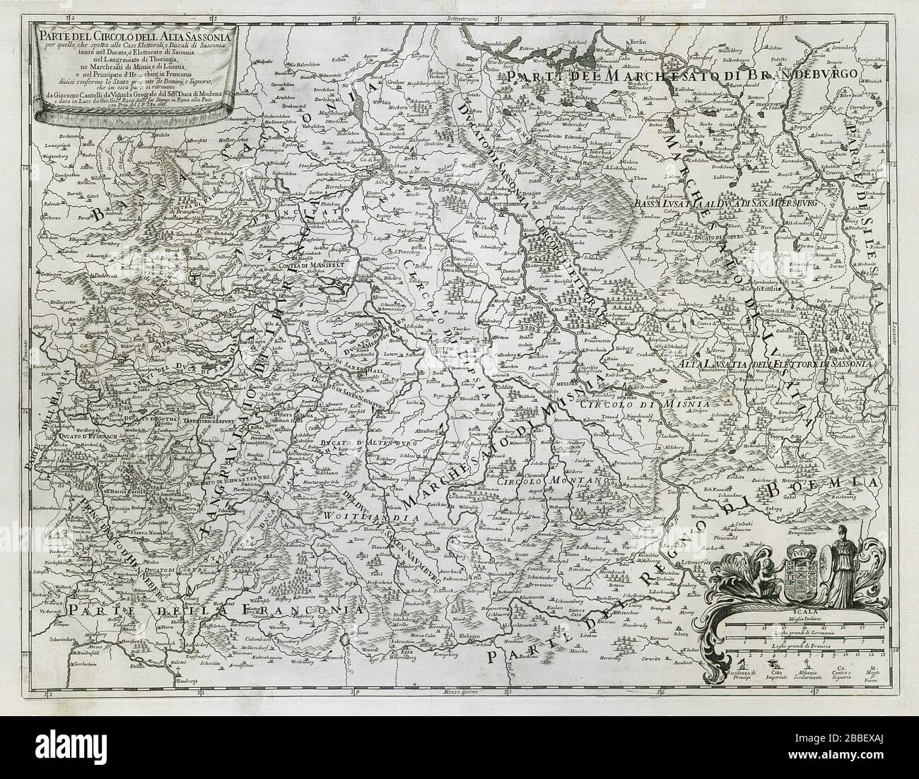 Parte del Circolo dell Alta Sassonia…. Sachsen Thuringia ROSSI/CANTELLI 1688 map Stock Photo