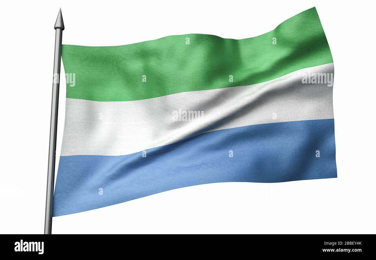 3D Render of Flagpole with Sierra Leone Flag Stock Photo - Alamy