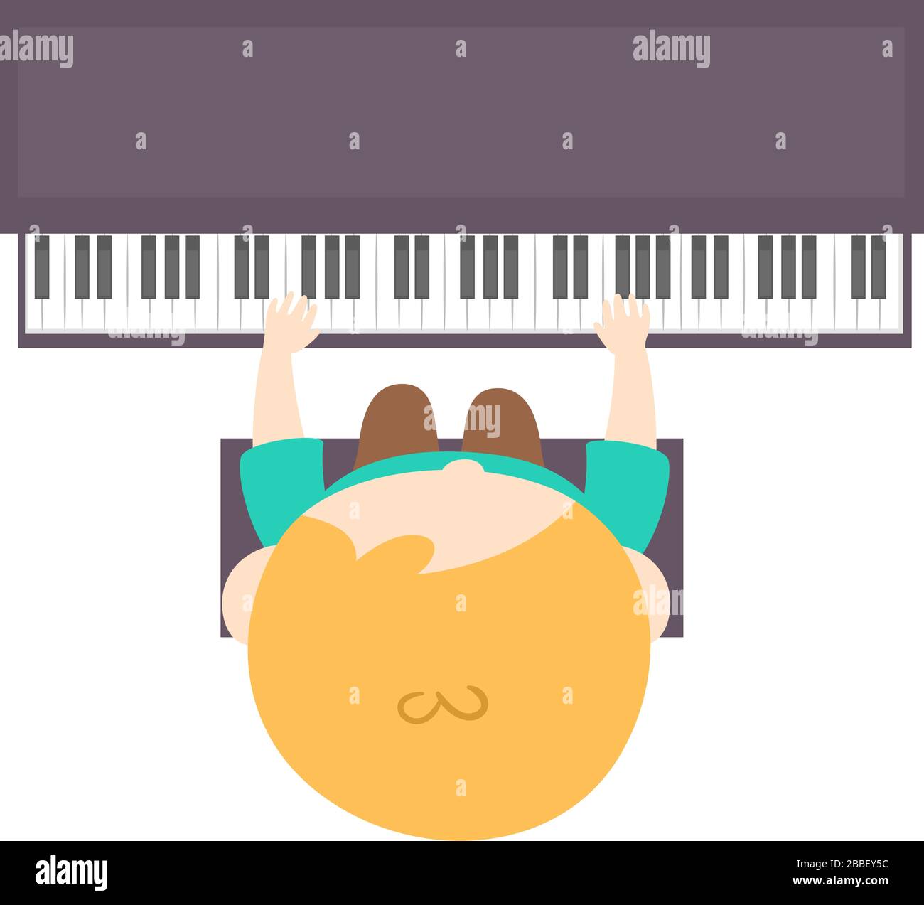 Top View Illustration of a Kid Boy Playing the Piano Stock Photo - Alamy