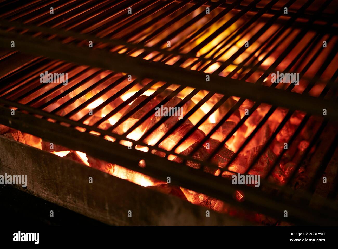 grill BBQ hot coals glow heat hot Stock Photo