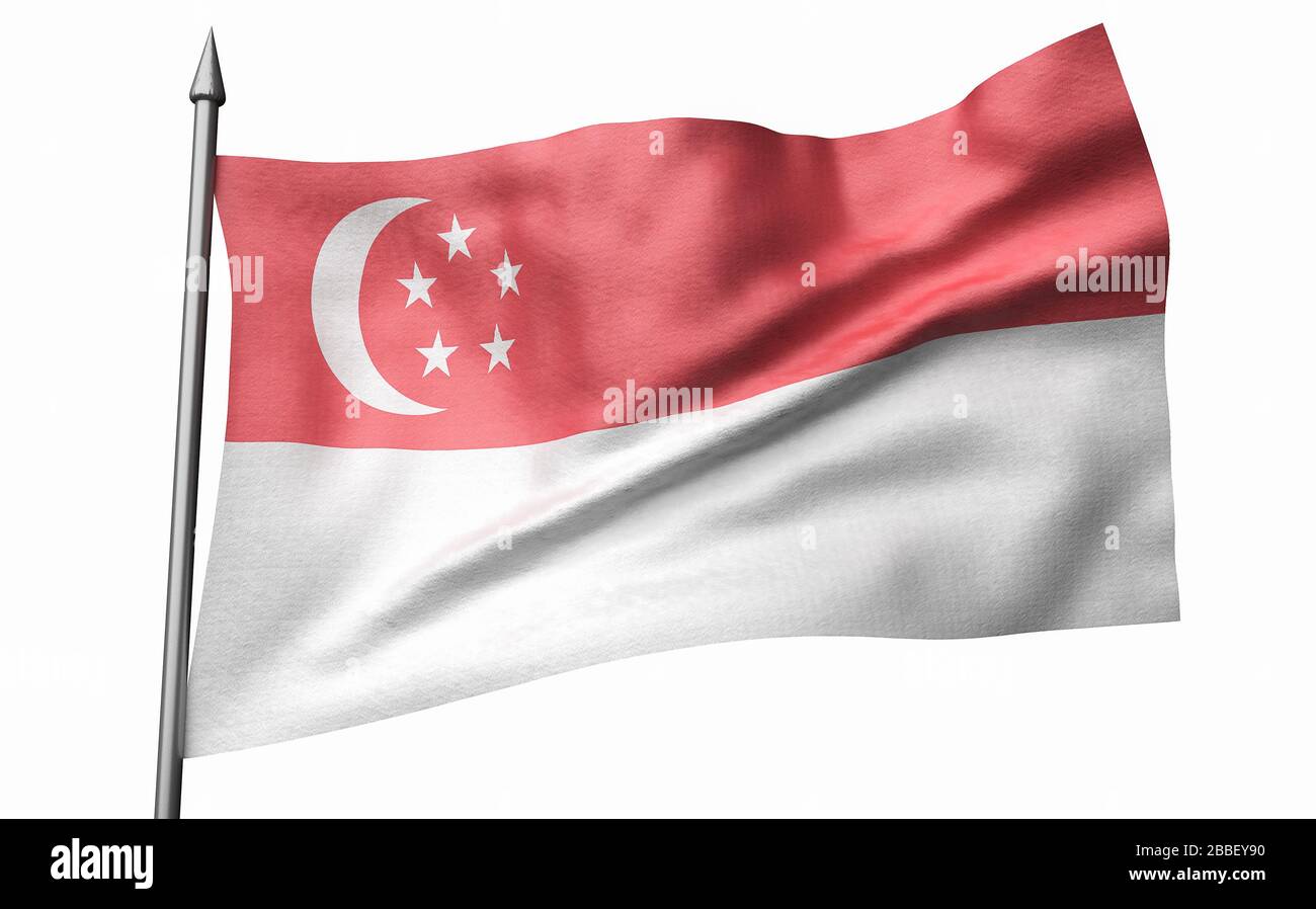 3D Render of Flagpole with Singapore Flag Stock Photo Alamy