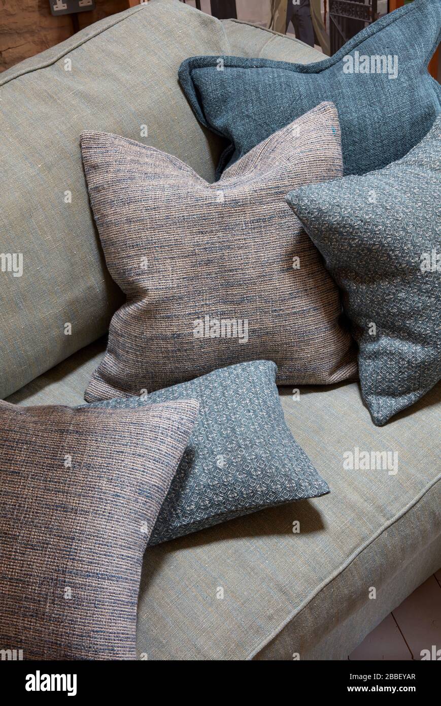 New Fabric Sofa Big Pillows Cushions Stock Photo 767281594