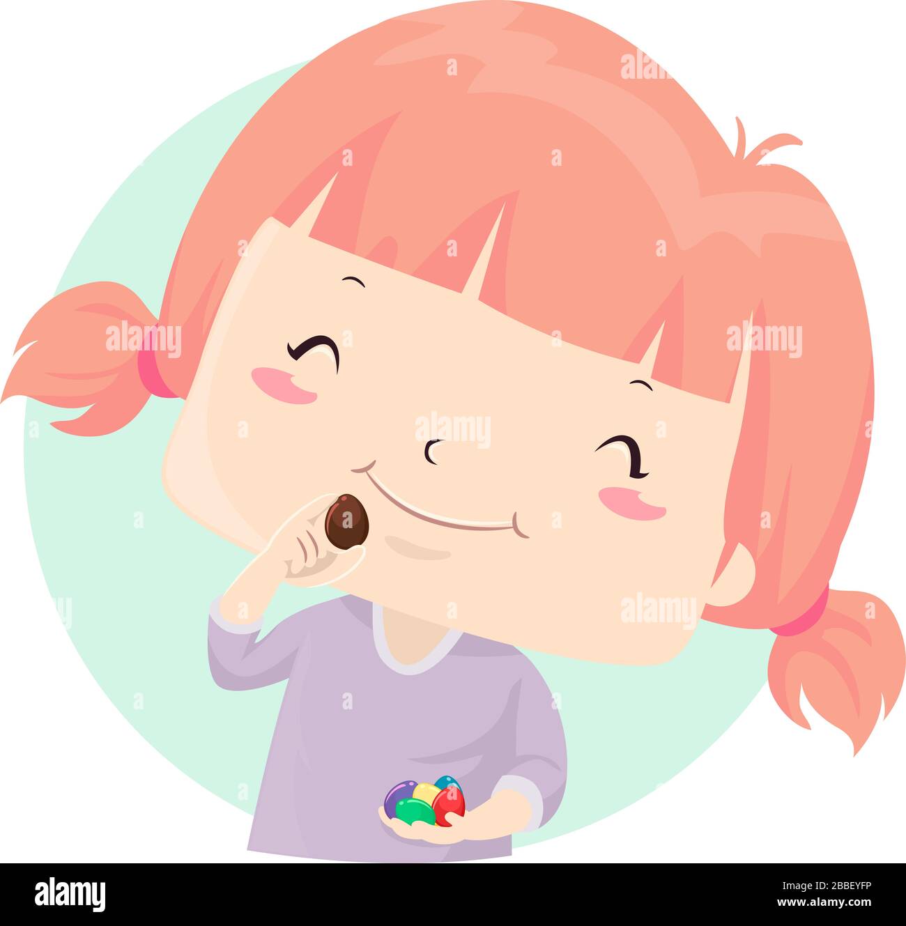 Illustration of a Kid Girl Eating Easter Egg Chocolates Stock Photo - Alamy Illustration of a Kid Girl Eating Easter Egg Chocolates Stock Photo - Alamy