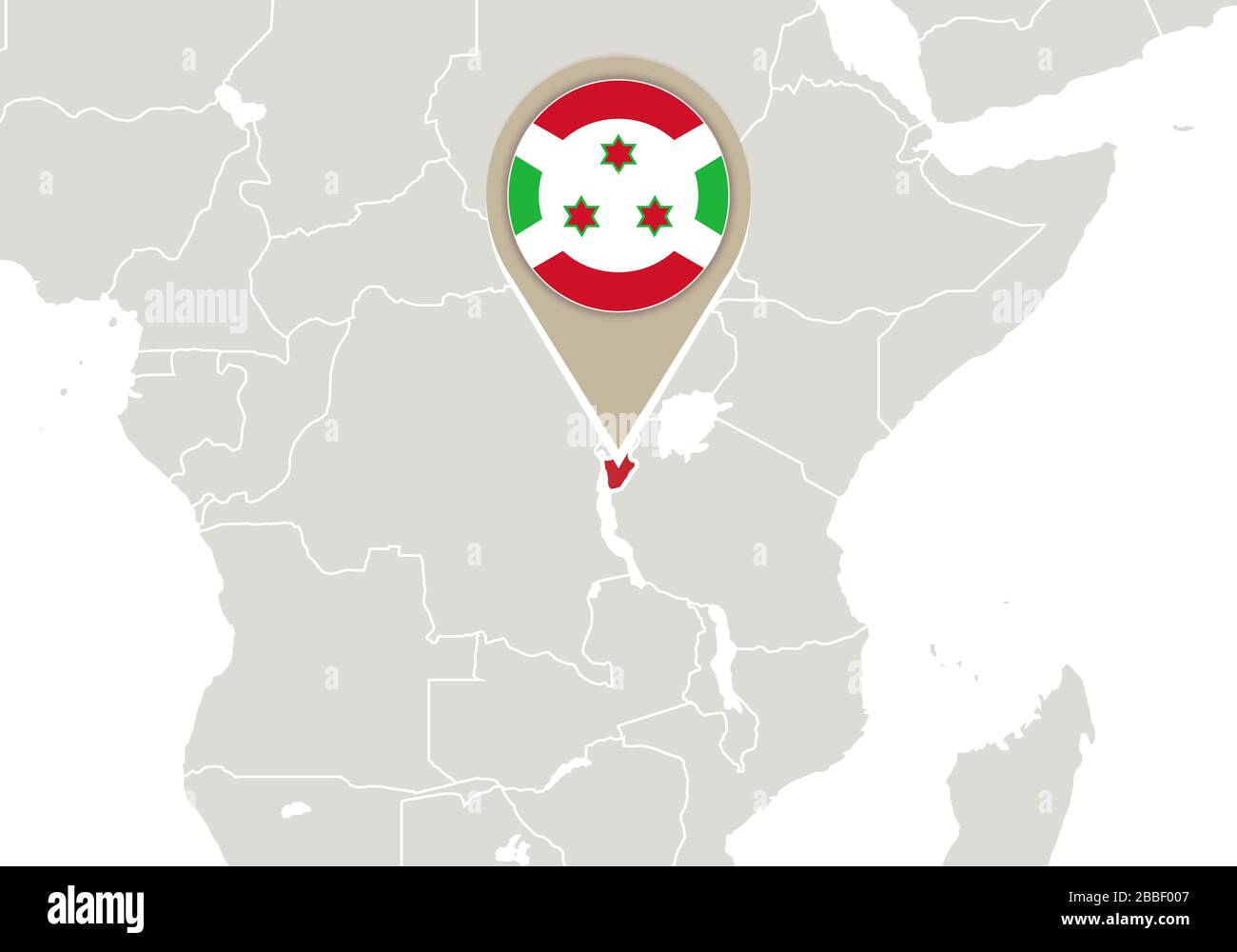 Africa With Highlighted Burundi Map And Flag Stock Vector Image Art