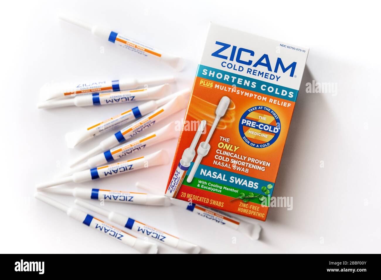 Zicam cold remedy nasal swabs on white background with room for copy Stock  Photo - Alamy