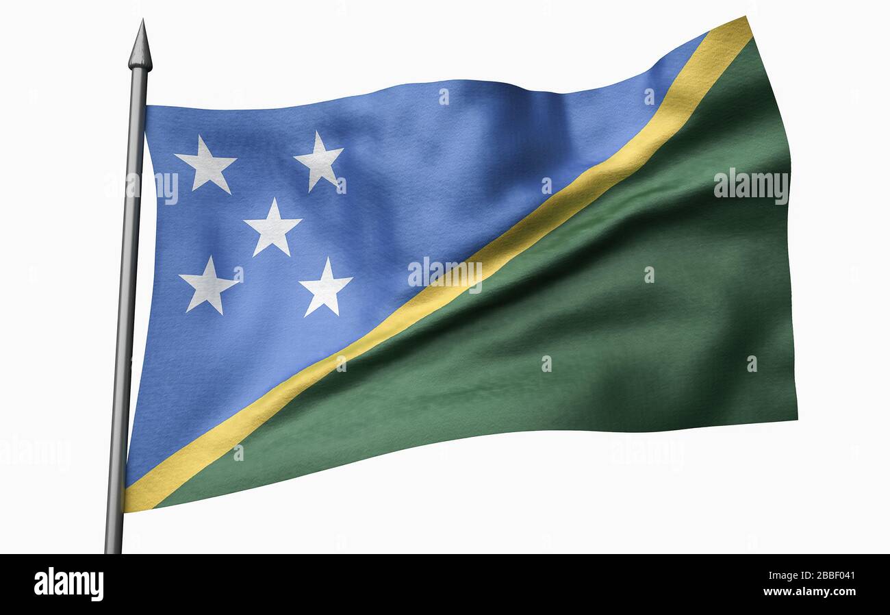 3D Render of Flagpole with Solomon Islands Flag Stock Photo - Alamy