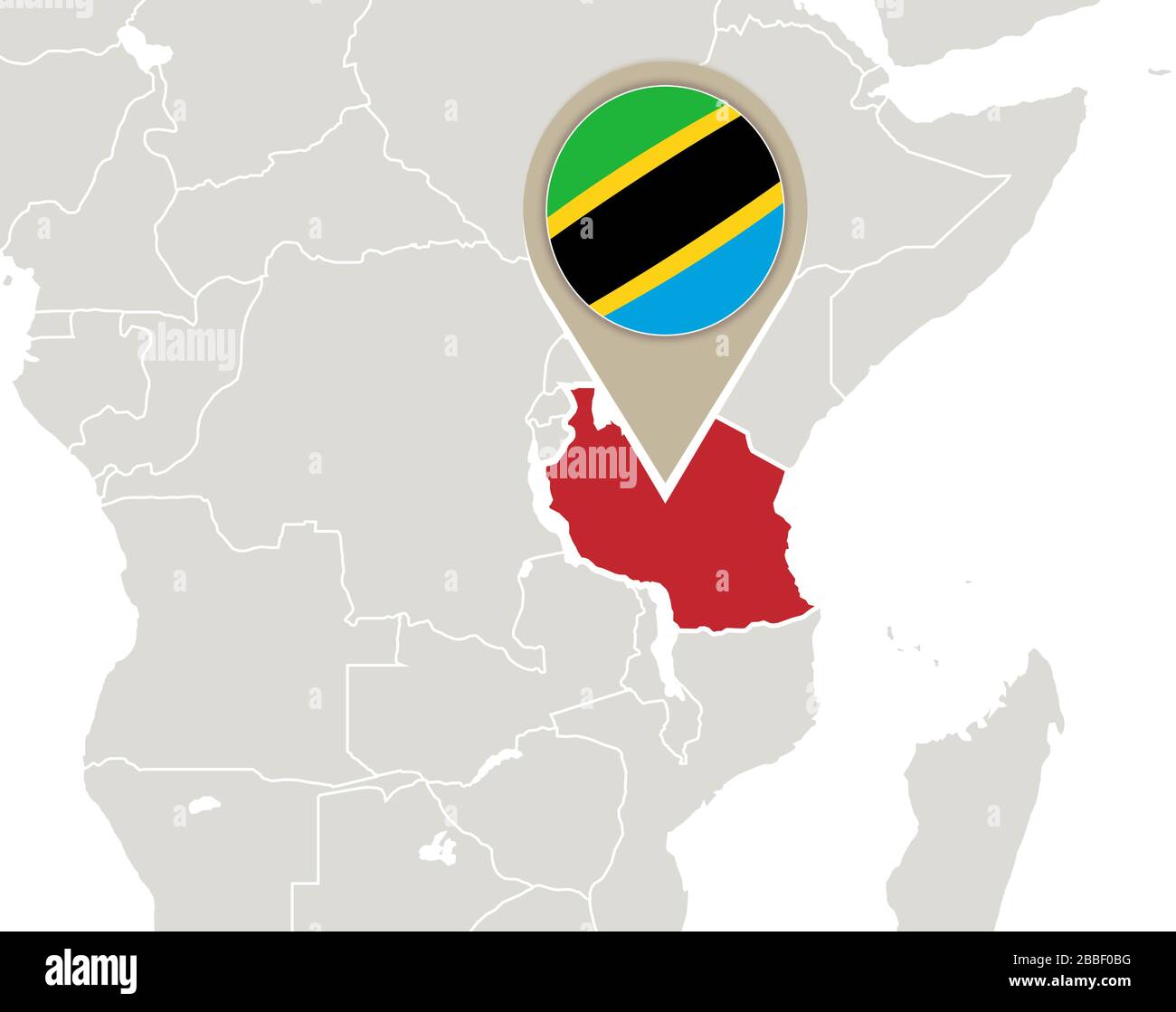 Africa With Highlighted Tanzania Map And Flag Stock Vector Image Art Africa With Highlighted Tanzania Map And Flag 2BBF0BG