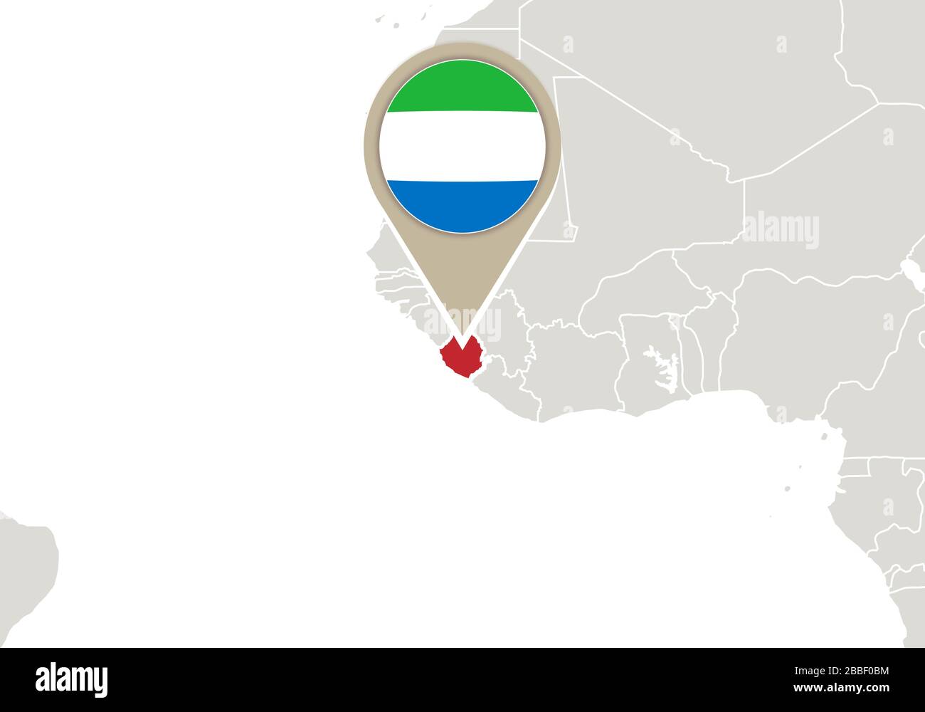 Africa with highlighted Sierra Leone map and flag Stock Vector Image ...