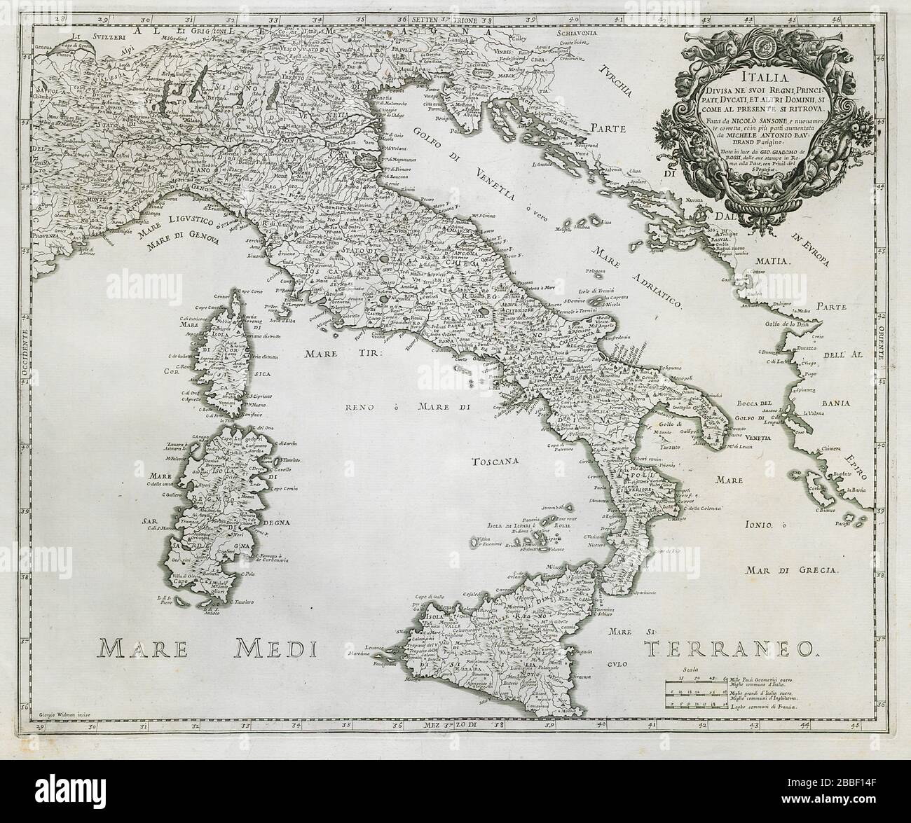 Italia divisa de suoi Regni, Principati??? Italy. ROSSI /SANSON /BAUDRAND