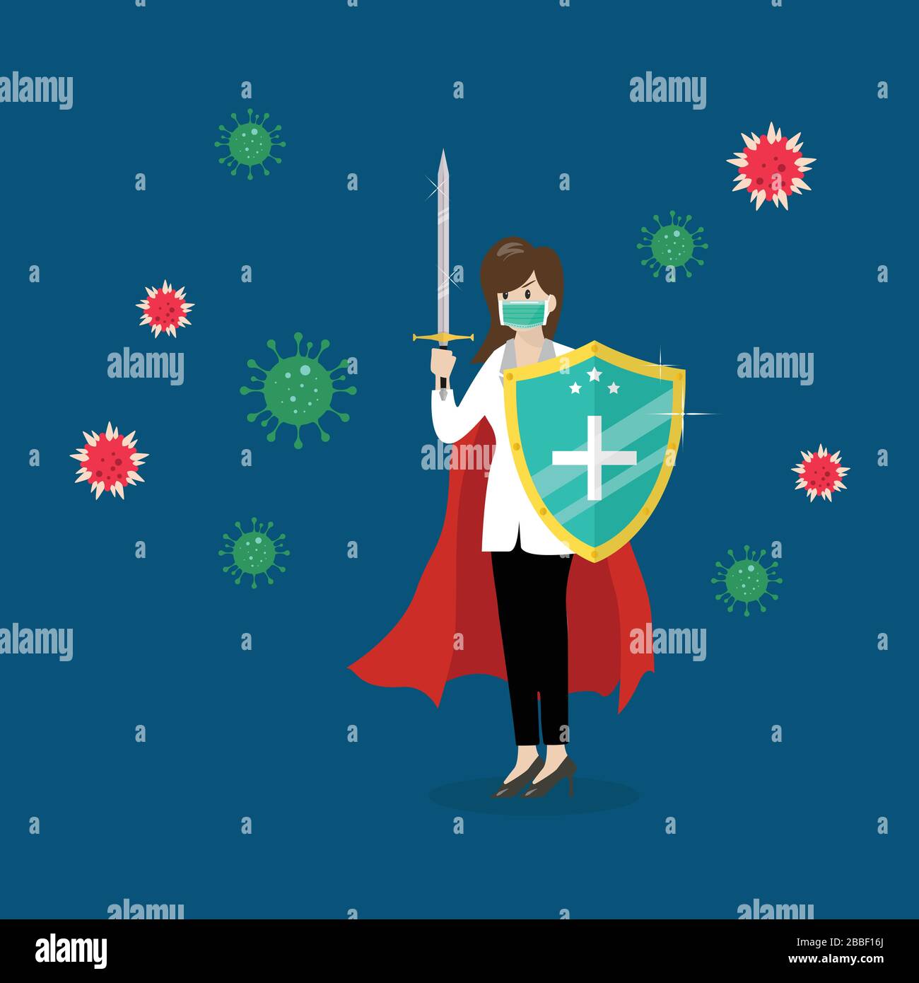 Shield protecting virus icons. Flat style vector illustration Stock Vector