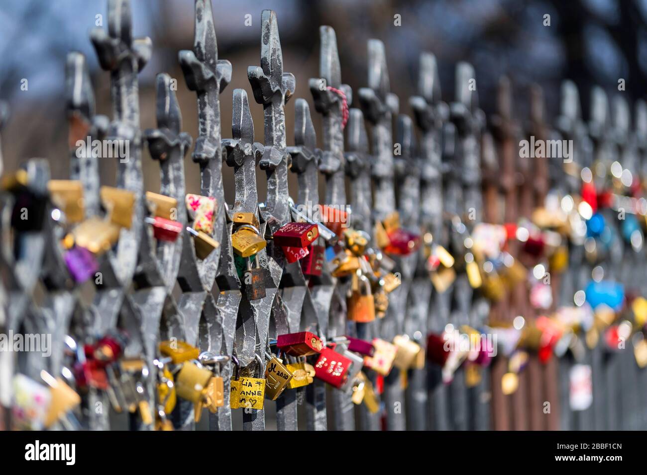 love locks in Prague Stock Photo