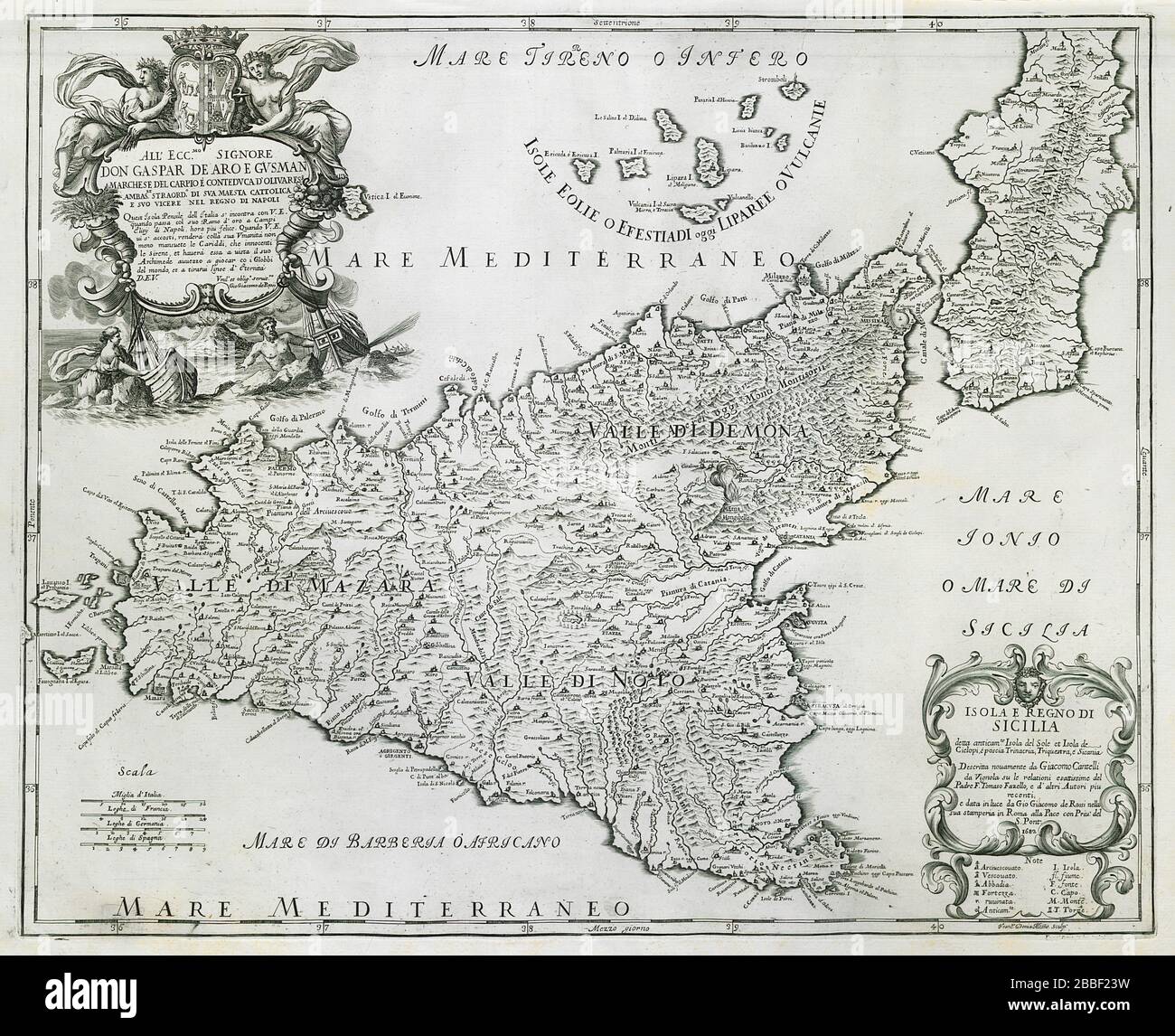 Isola e Regno di Sicilia. Island & Kingdom of Sicily. ROSSI / CANTELLI ...