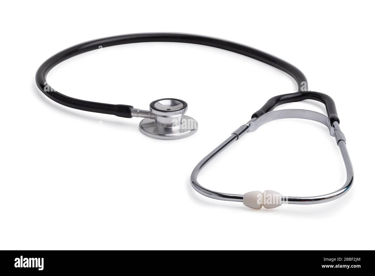 The stethoscope is a device for monitoring heart rhythms. Medical equipment for doctors isolated on a white background with clipping paths. Stock Photo