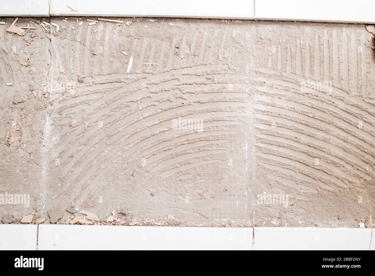 Broken white ceramic floor Stock Photo