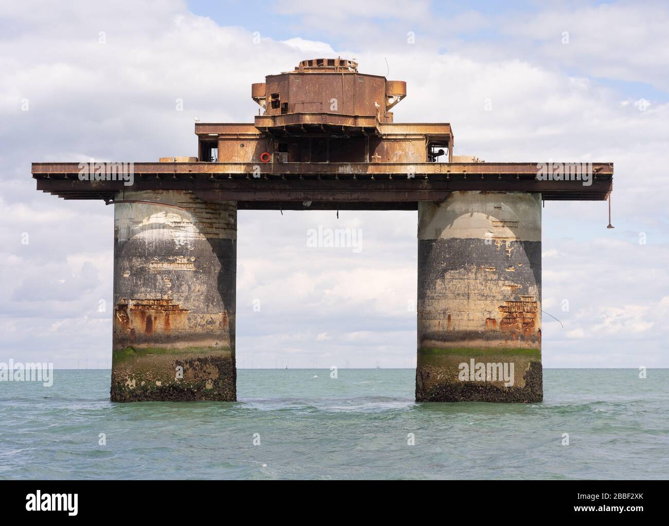 Fort Knock John, WW2 Sea defence in the Thames Estuary. Stock Photo