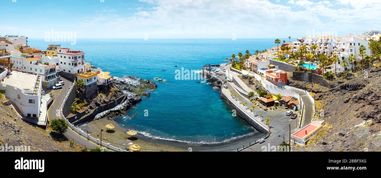 Scenic coastal panoramic view of Province of Santa Cruz, Tenerife, Spain. Stock Photo
