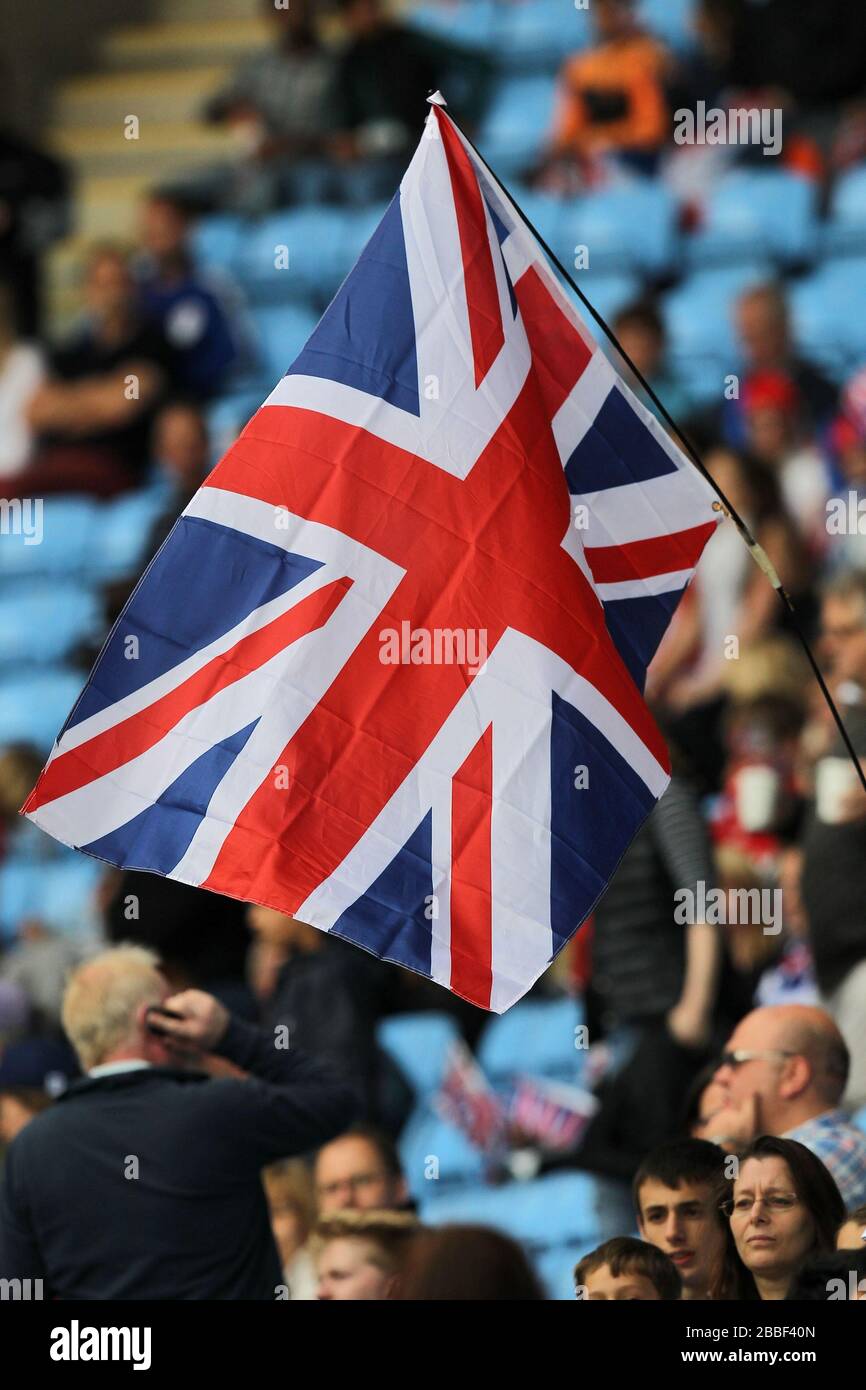 Kick Off Union A Union Flag flies ahead of kick-off Stock Photo - Alamy