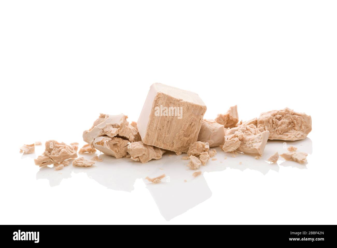 Yeast blocks isolated on white background. Stock Photo