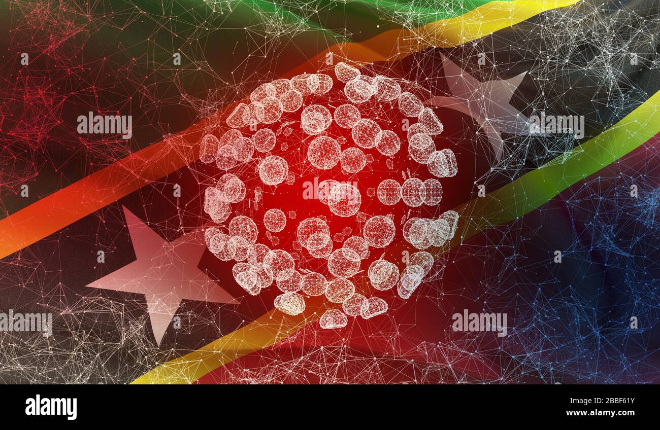 Medical molecular conceptwith backgroung of waving national flag of