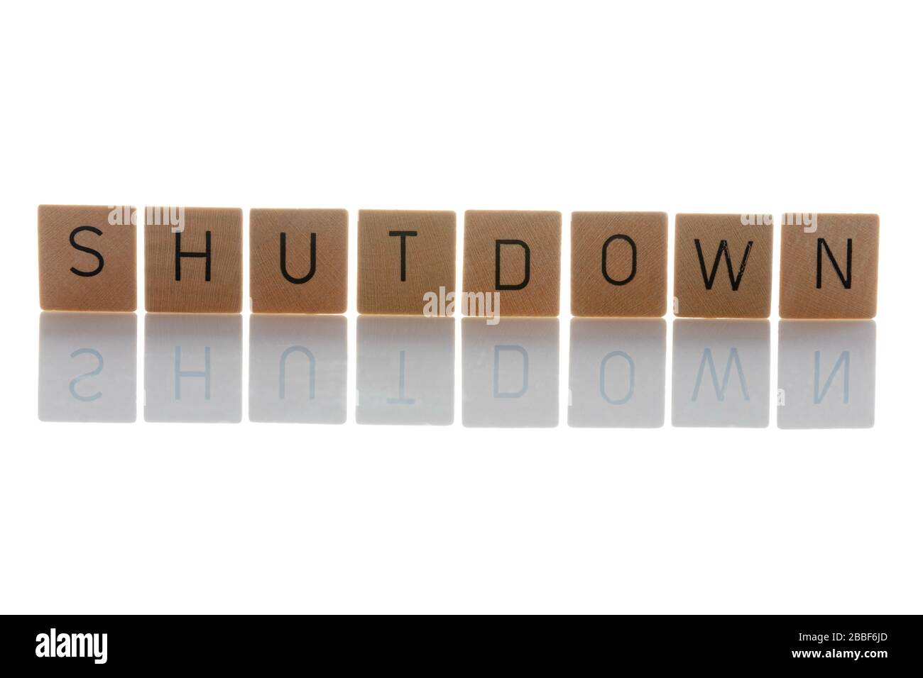 Shutdown of the economy and social contacts because of the coronavirus crisis. Isolated on white background. Germany Stock Photo
