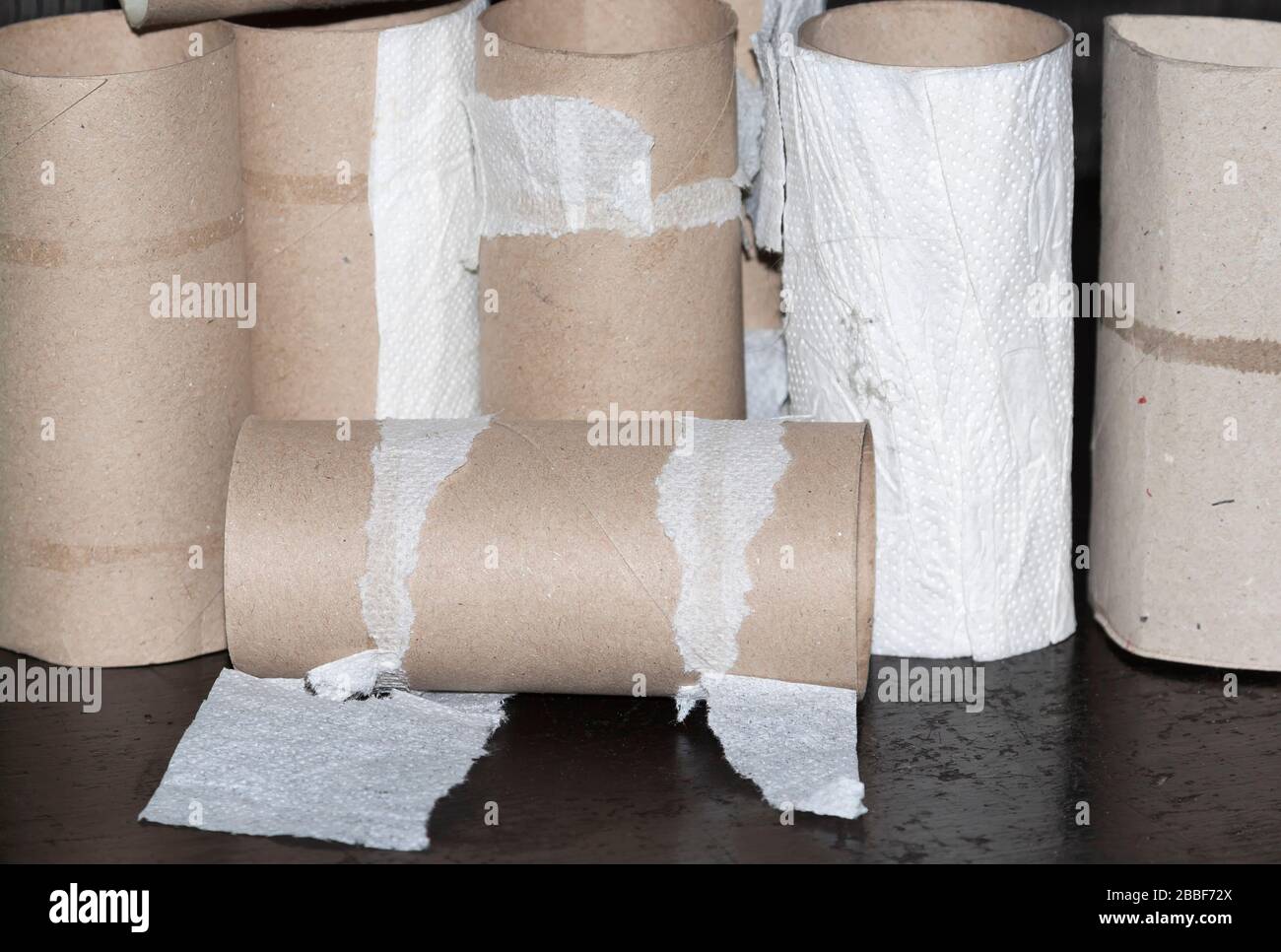 Empty toilet paper rolls Stock Photo Alamy