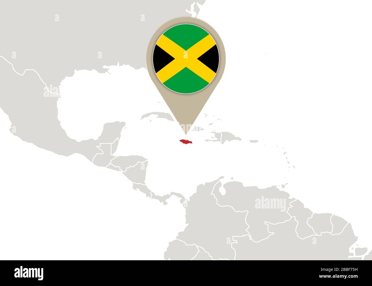 World Map With Jamaica Highlighted Map With Highlighted Jamaica Map And Flag Stock Vector Image & Art - Alamy