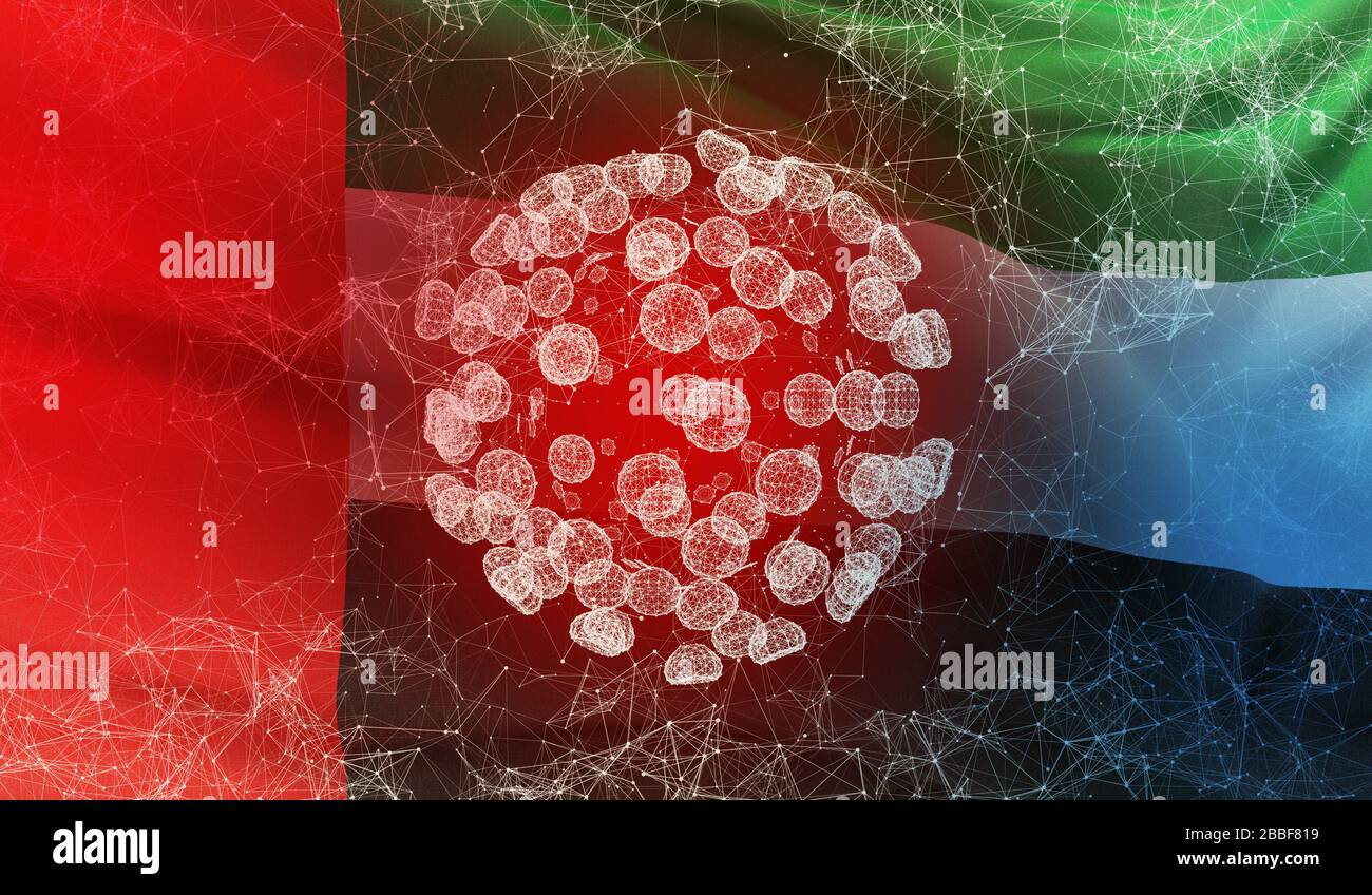 Medical molecular conceptwith backgroung of waving national flag of