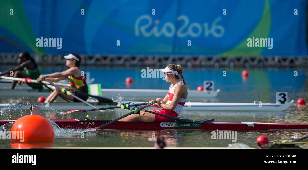 Rio de Janeiro. BRAZIL. CAN W1X, Carling SEEMEN, Women's Single Quarter Final.   2016 Olympic Rowing Regatta. Lagoa Stadium, Copacabana,  “Olympic Summer Games” Rodrigo de Freitas Lagoon, Lagoa.   Tuesday  09/08/2016   [Mandatory Credit; Peter SPURRIER/Intersport Images] Stock Photo