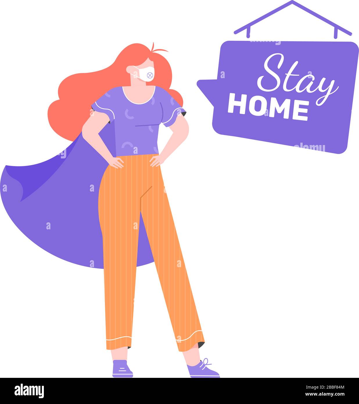 Stay home concept design.  Stock Vector
