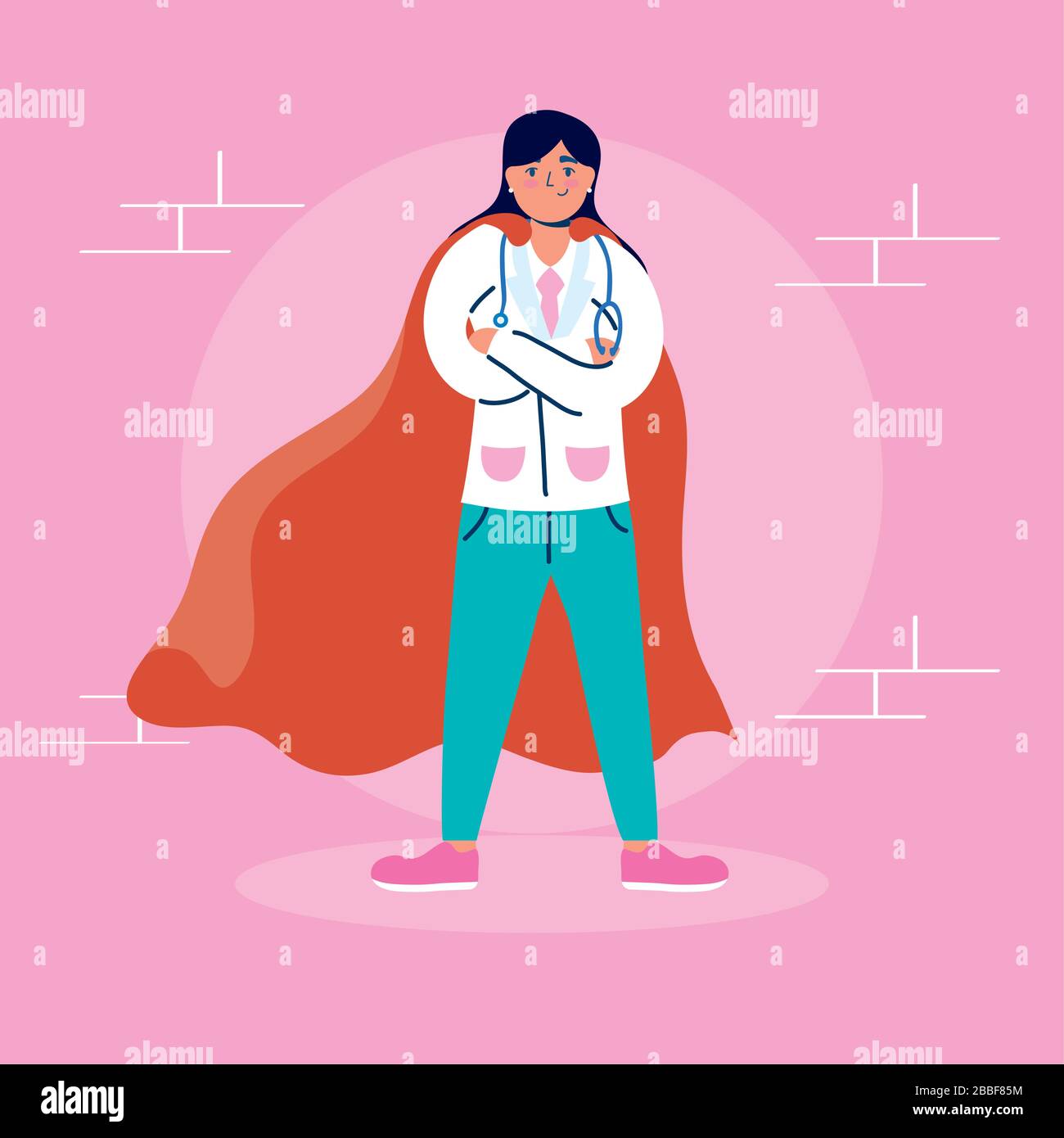 super female doctor with hero cloak vs covid19 Stock Vector Image & Art ...