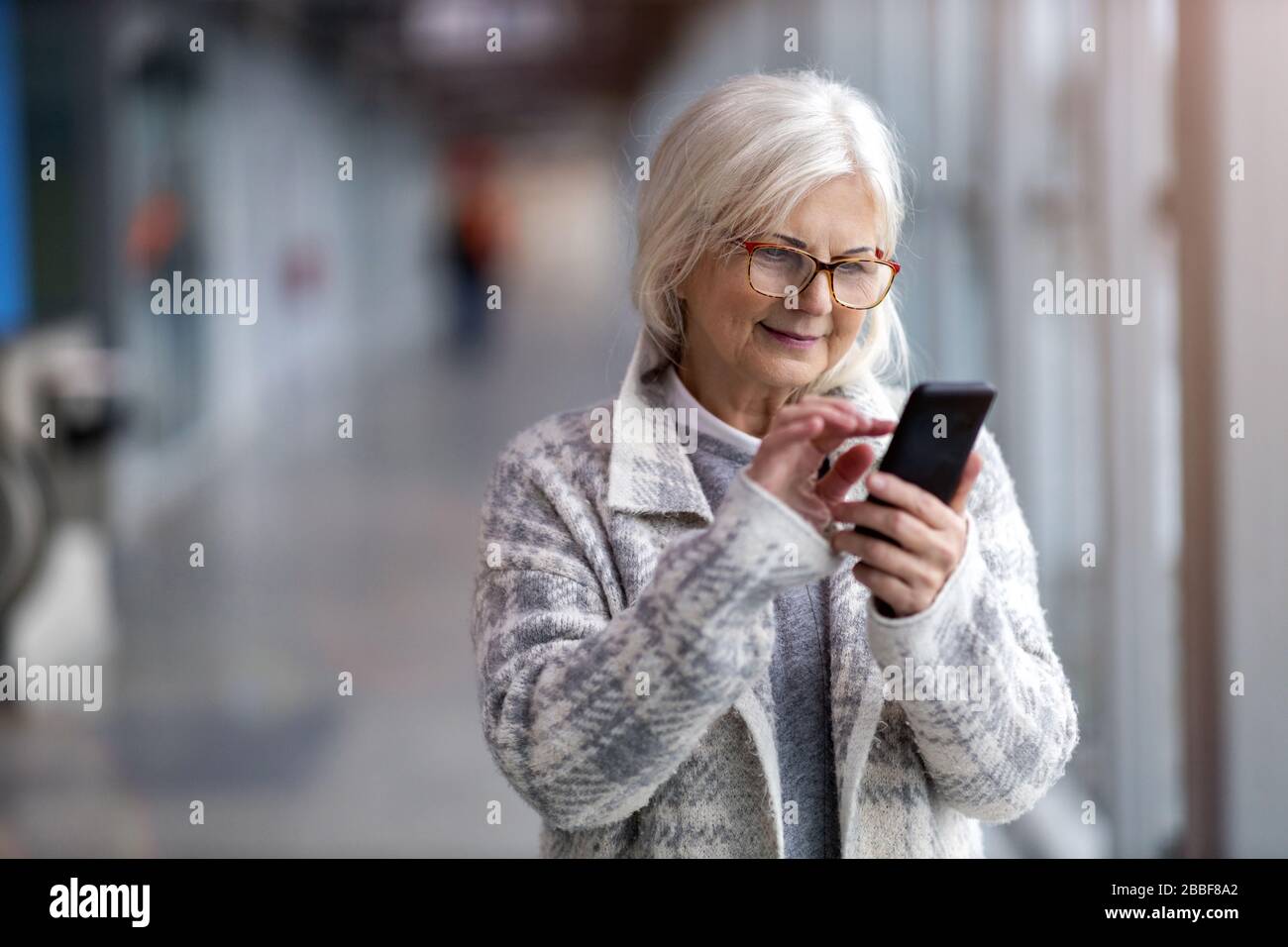 Portrait of senior woman smiling Stock Photo