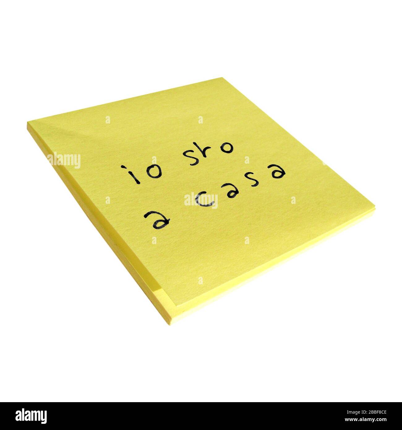 Io sto a casa (translation I stay at home) sticky note isolated Stock