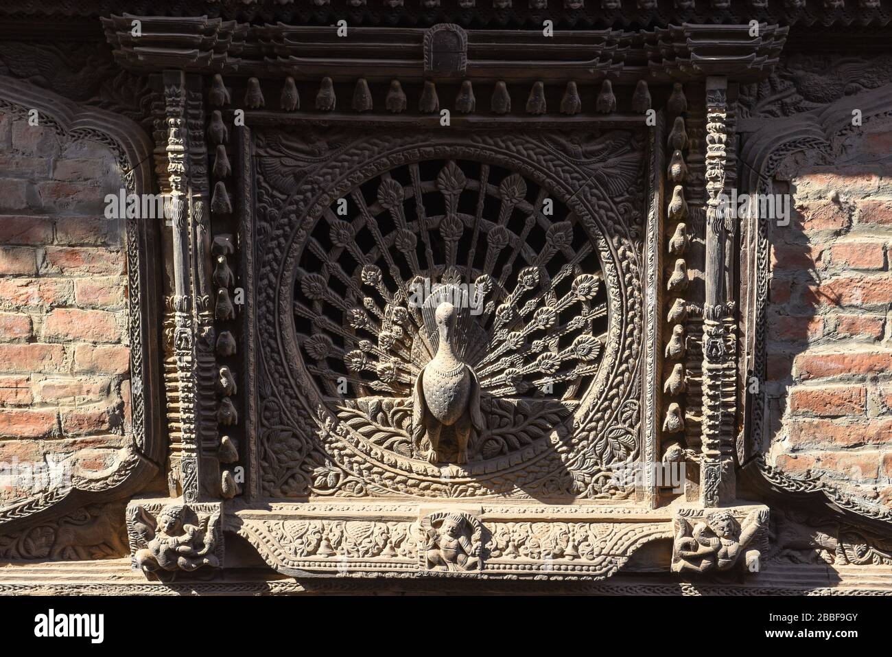 Peacock window near Tachupal square at Bhaktapur on Nepal Stock Photo ...