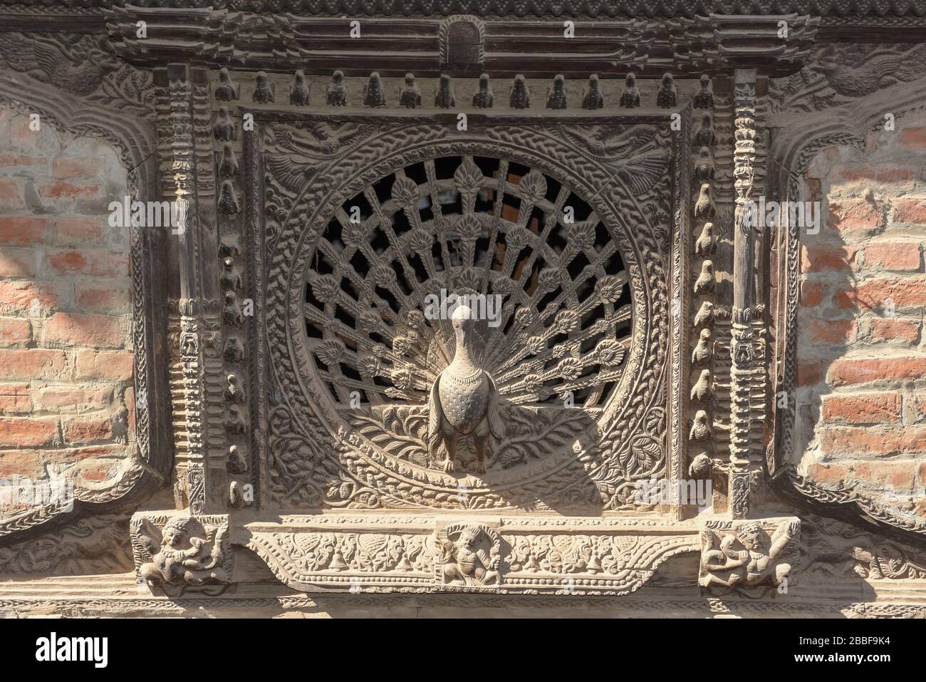 Peacock window near Tachupal square at Bhaktapur on Nepal Stock Photo ...
