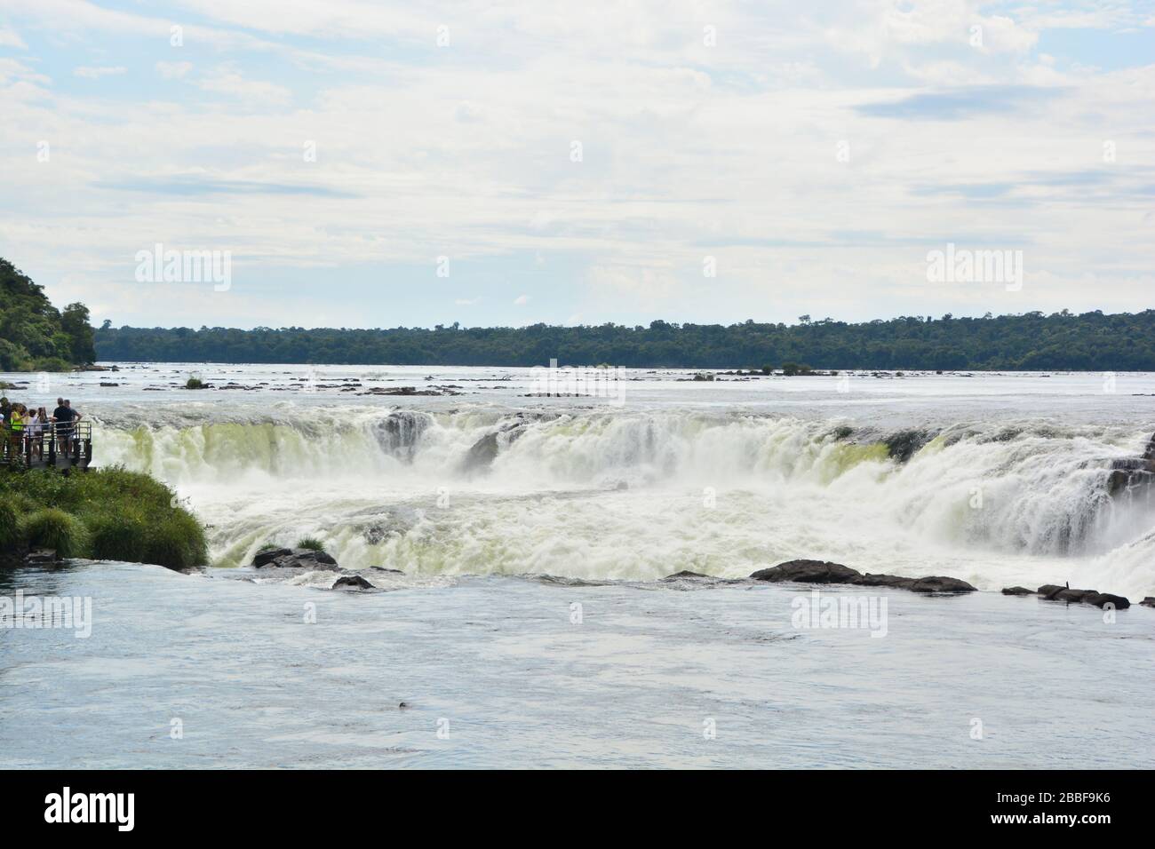 Iguazu Falls, Brazil/Argentina-February 2019; panoramic view over the parana plateau toward the world’s largest and most incredible waterfalls with mo Stock Photo