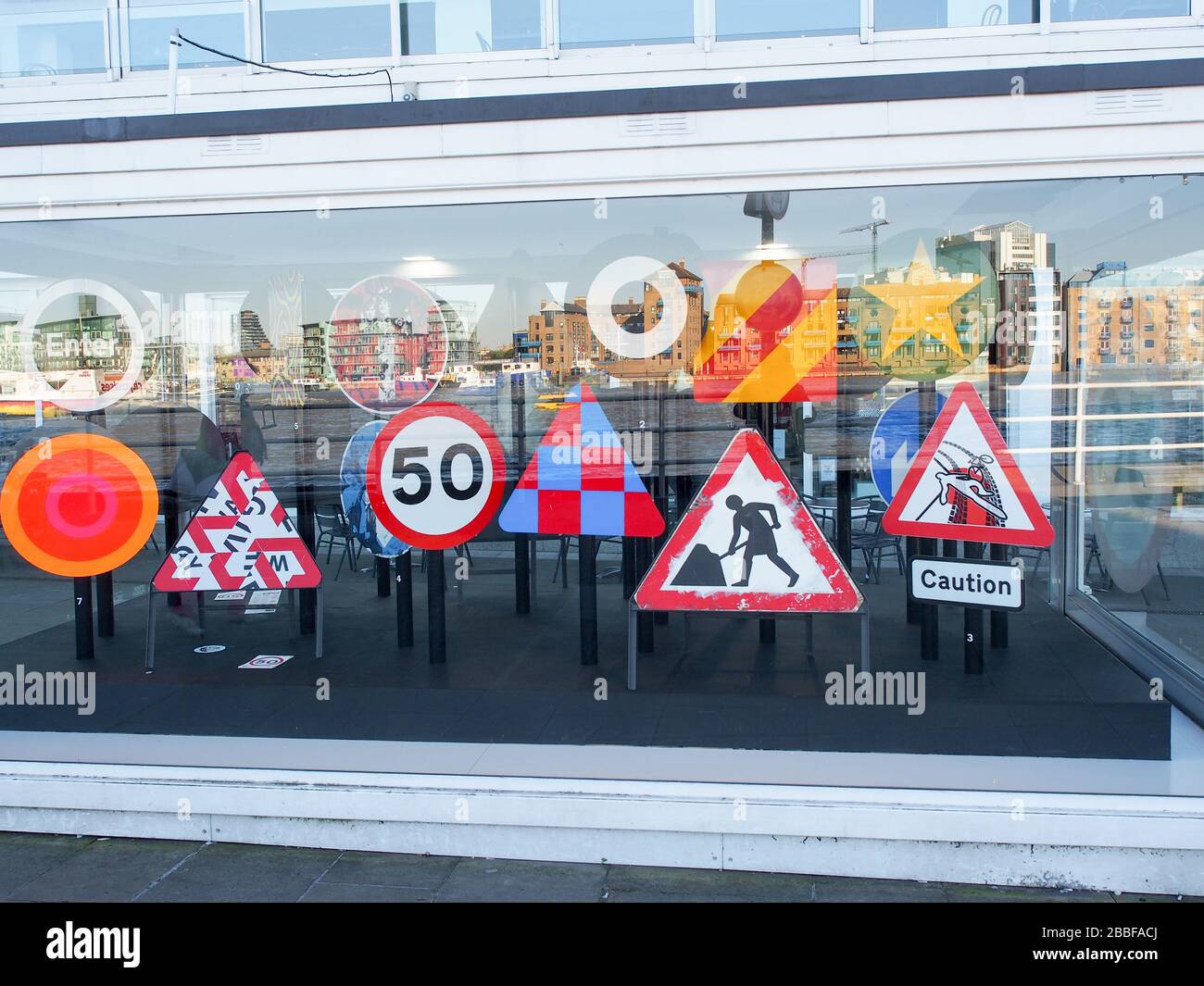 Exhibition of signs in the British Design Museum in Bermondsey - London Stock Photo