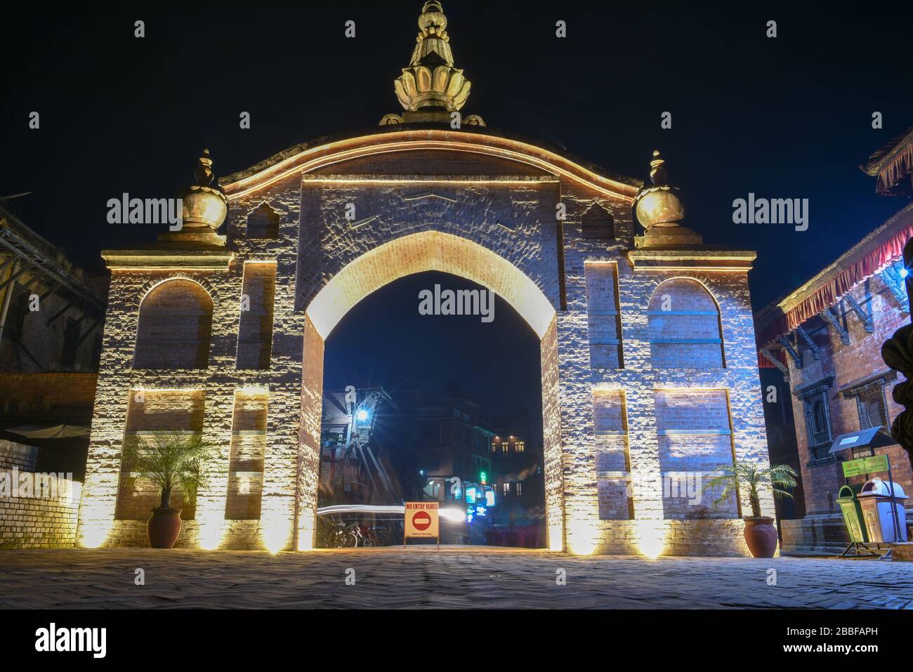 Bhaktapur, Nepal - 28 January 2020: city gate of Durban square at Bhaktapur on Nepal Stock Photo