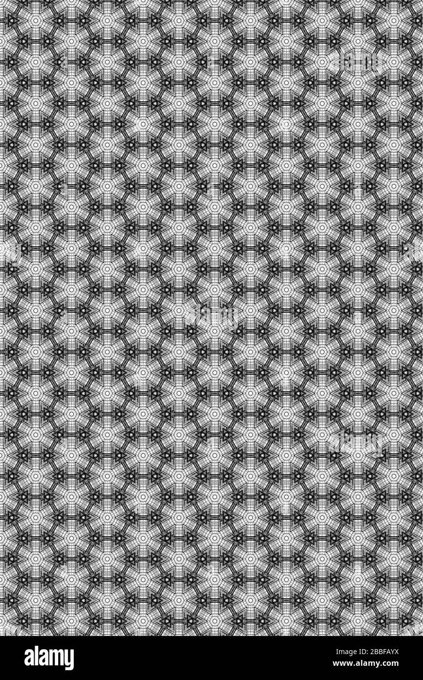 A Black and white, geometric pattern for wallpaper, floor tiles, background texture Stock Photo