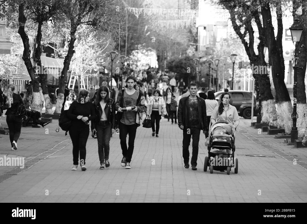 people are walking around the city Lutsk Ukraine 20.04.2018 Stock Photo