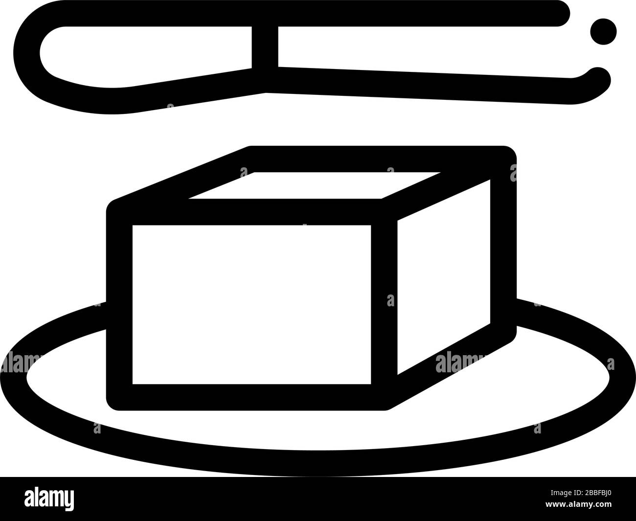 whole piece of butter and knife icon vector outline illustration Stock