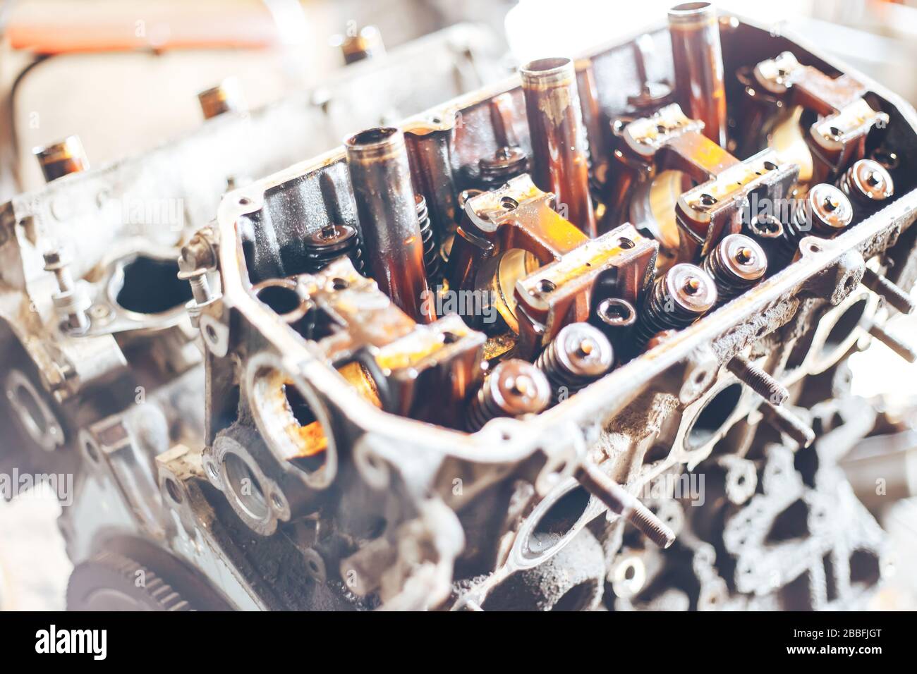 auto engine in garage Stock Photo - Alamy