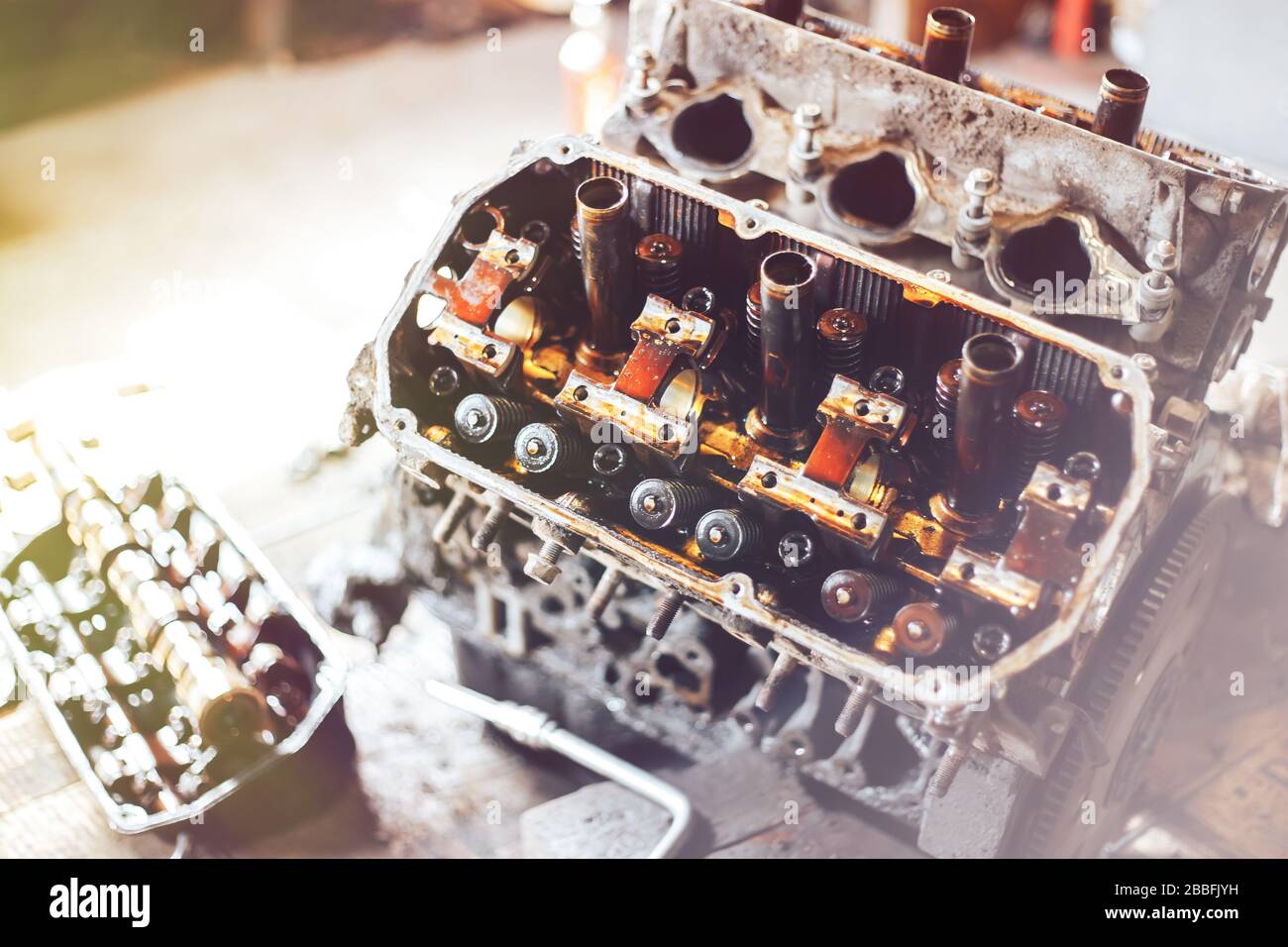 auto engine in garage Stock Photo - Alamy