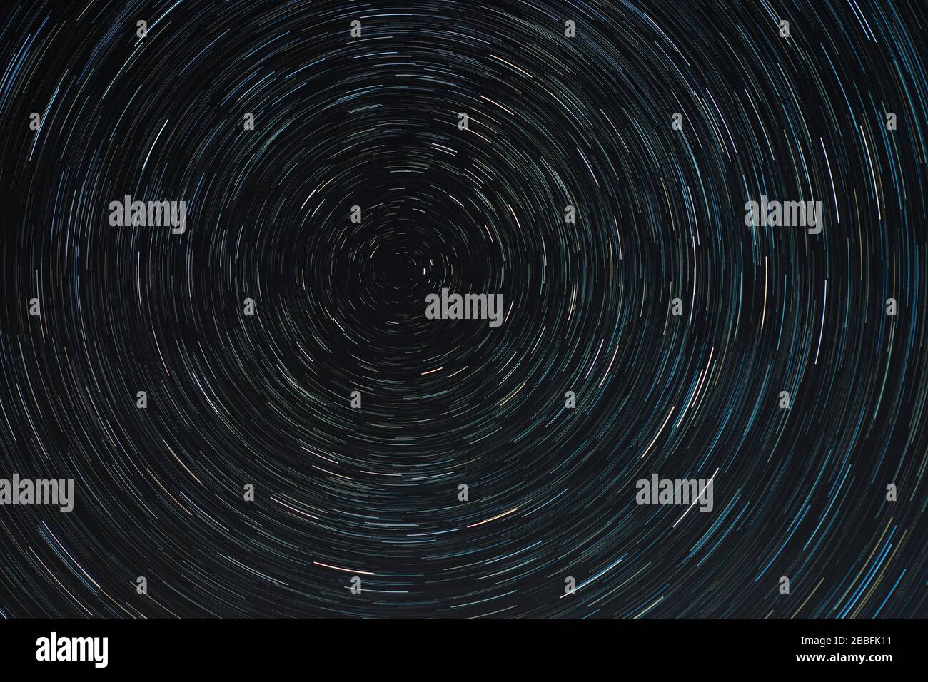 One hour star trail of the polar star and adjacent Stock Photo